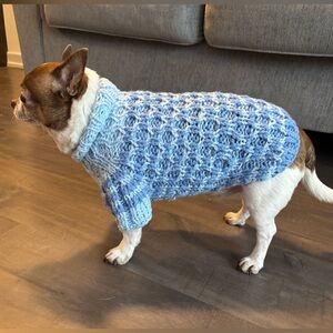 Blue Knitted Dog Sweater -Size S
